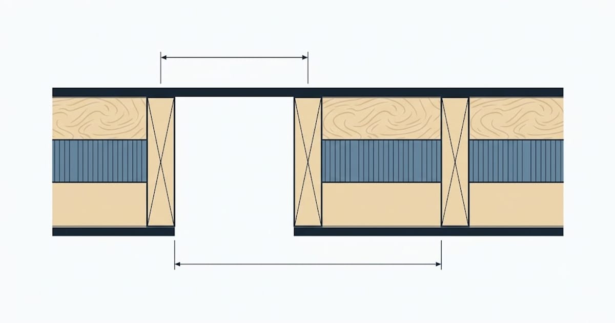 A stud bay measured on centre beside the clear cavity width between studs