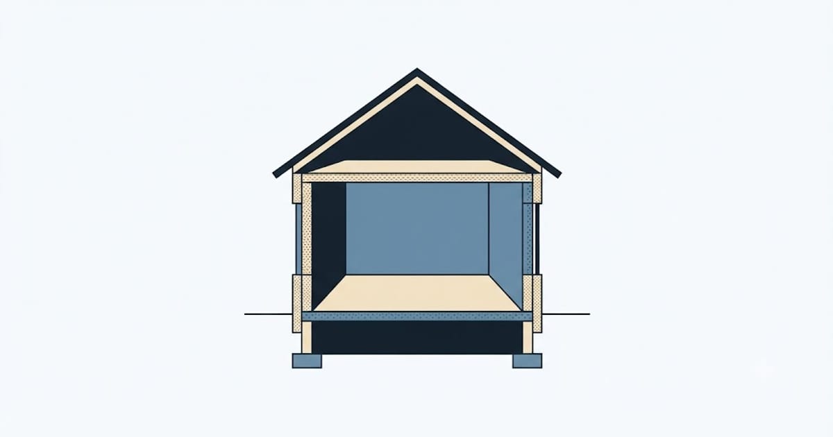 The four insulated assemblies of a house shown separately