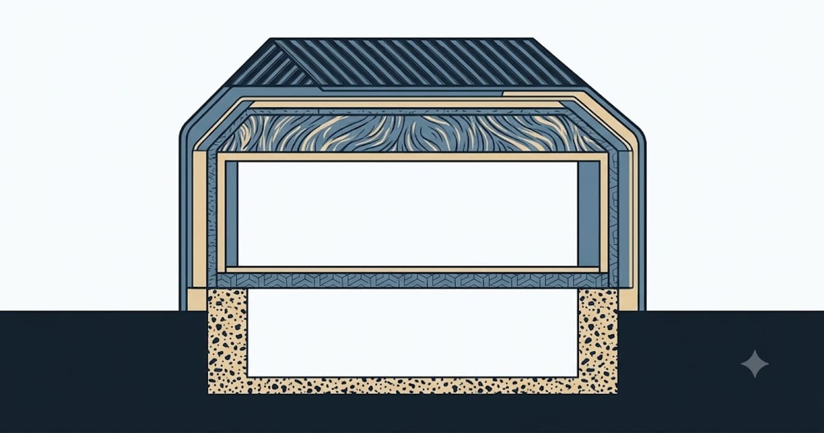 A house section with each part of the envelope marked
