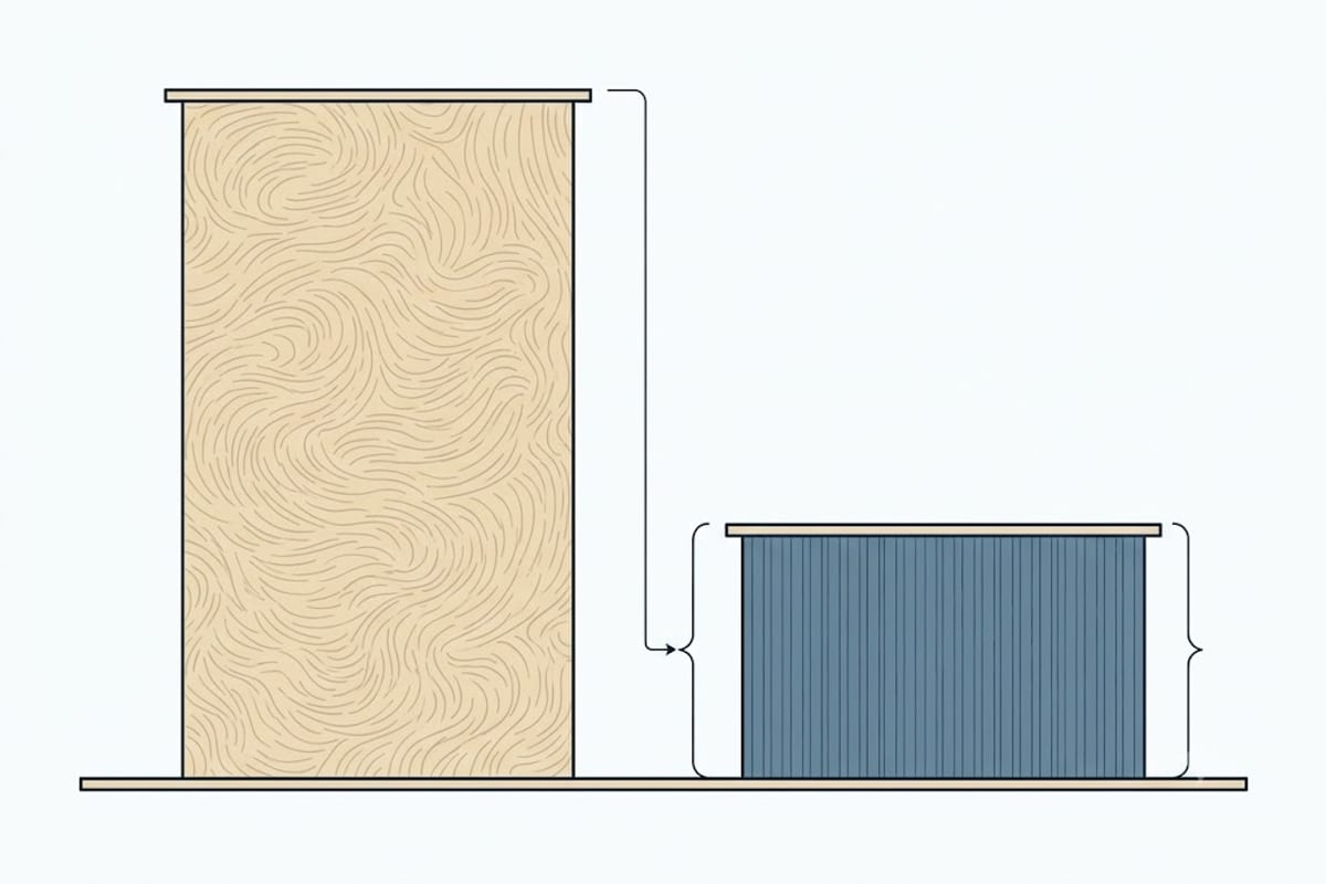 The same R-value reached with two very different thicknesses