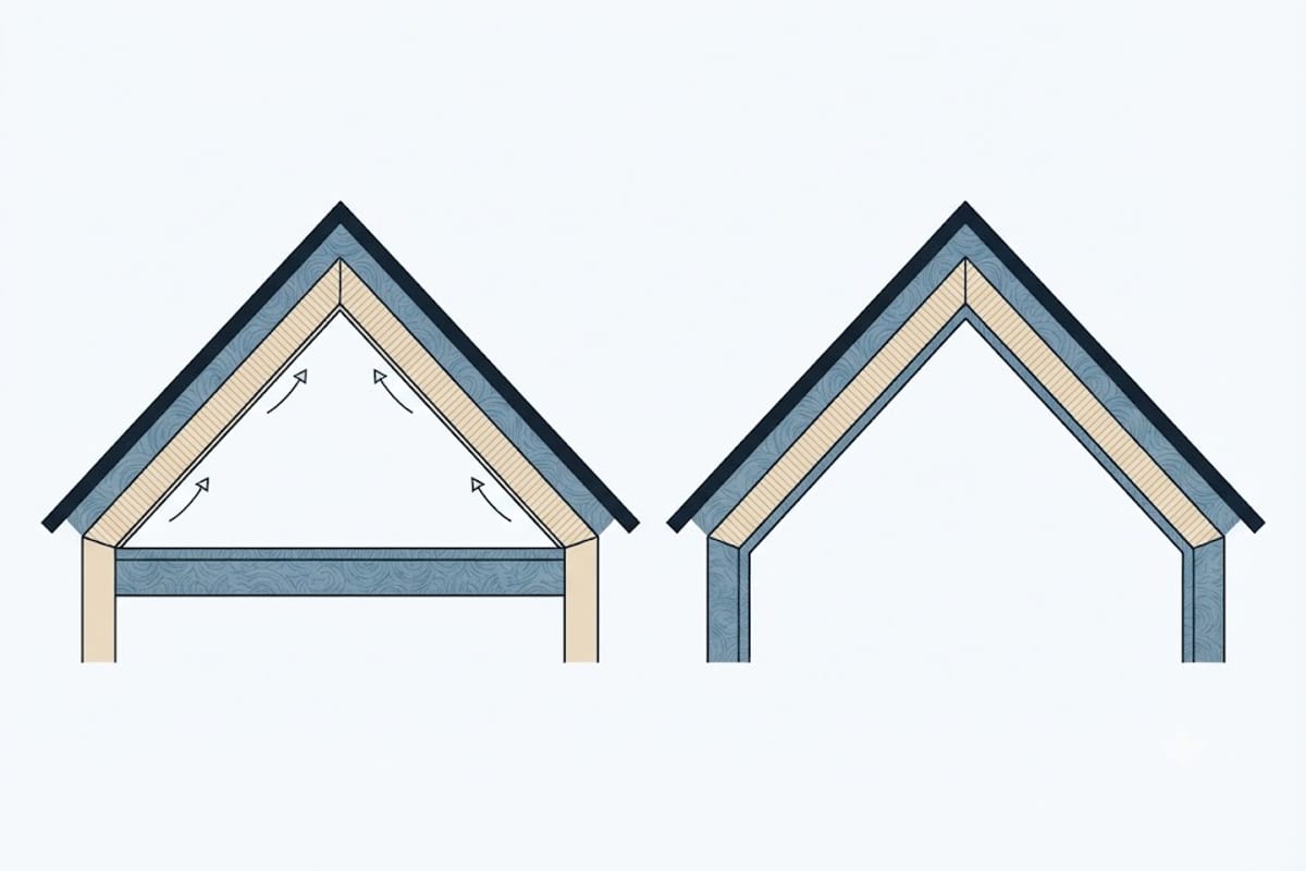Insulating the attic floor against insulating the roof deck